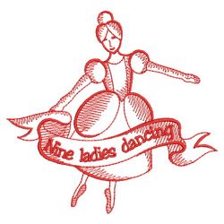 Redwork 12 Days Of Christmas 2 09(Sm) machine embroidery designs