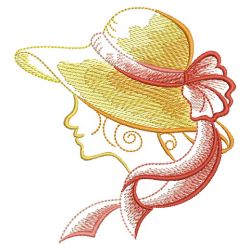 Sketched Hat Girls 01(Md) machine embroidery designs