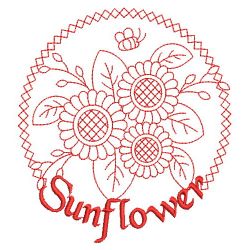 Redwork Sunflowers 07(Md) machine embroidery designs