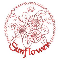 Redwork Sunflowers 07(Lg) machine embroidery designs