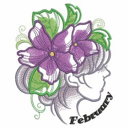 Sketched Month Flower Girls 02(Sm) machine embroidery designs