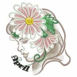 Sketched Month Flower Girls 04(Md) machine embroidery designs