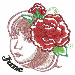 Sketched Month Flower Girls 06(Md) machine embroidery designs
