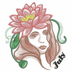 Sketched Month Flower Girls 07(Md) machine embroidery designs