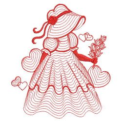 Redwork Rippled Sunbonnets 02(Md) machine embroidery designs