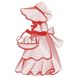 Redwork Rippled Sunbonnets 03(Md) machine embroidery designs