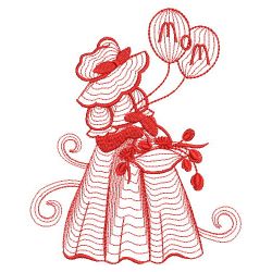 Redwork Rippled Sunbonnets 09(Md) machine embroidery designs