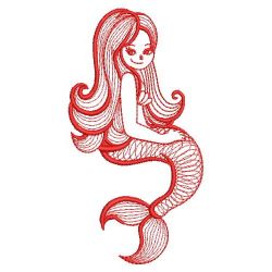 Redwork Little Mermaid(Md) machine embroidery designs