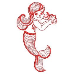 Redwork Little Mermaid 02(Md) machine embroidery designs
