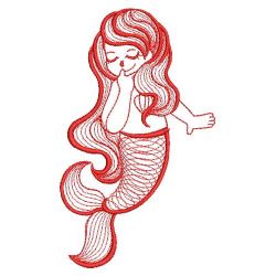 Redwork Little Mermaid 04(Lg) machine embroidery designs