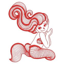 Redwork Little Mermaid 09(Lg) machine embroidery designs