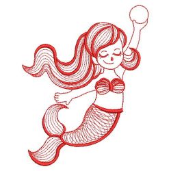 Redwork Little Mermaid 10(Lg) machine embroidery designs