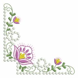 Candlewick Jacobean Flower Corners 01 machine embroidery designs