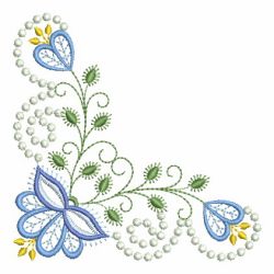 Candlewick Jacobean Flower Corners 06 machine embroidery designs