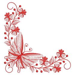 Redwork Rippled Butterfly Corners 04(Lg) machine embroidery designs