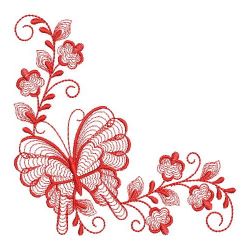 Redwork Rippled Butterfly Corners 05(Md) machine embroidery designs