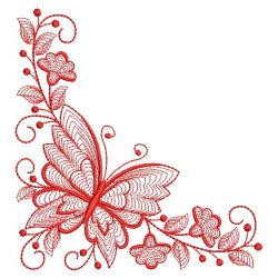 Redwork Rippled Butterfly Corners 06(Lg) machine embroidery designs