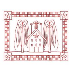 Redwork Country Houses 06(Md) machine embroidery designs