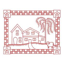 Redwork Country Houses 07(Lg) machine embroidery designs