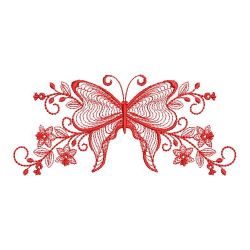 Redwork Rippled Butterfly Borders 09(Lg) machine embroidery designs