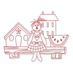 Redwork Country Doll 04(Lg) machine embroidery designs