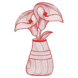 Redwork Flower Vase 01(Md) machine embroidery designs