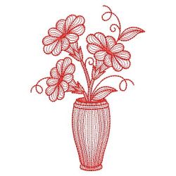 Redwork Flower Vase 02(Sm)