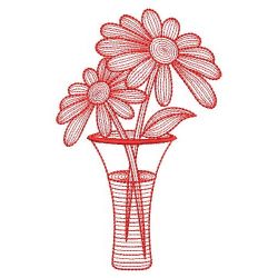 Redwork Flower Vase 05(Lg) machine embroidery designs