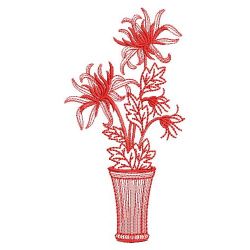 Redwork Flower Vase 07(Md) machine embroidery designs