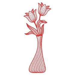 Redwork Flower Vase 09(Sm)