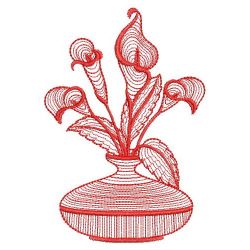 Redwork Flower Vase 10(Lg) machine embroidery designs