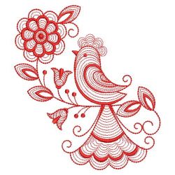 Redwork Folk Art Birds 02(Md) machine embroidery designs