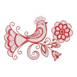 Redwork Folk Art Birds 03(Sm) machine embroidery designs