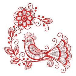 Redwork Folk Art Birds 04(Lg) machine embroidery designs