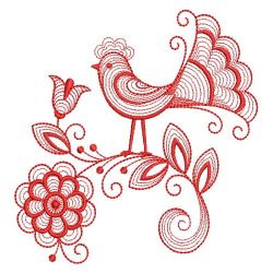 Redwork Folk Art Birds 09(Sm) machine embroidery designs