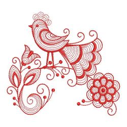 Redwork Folk Art Birds 10(Sm) machine embroidery designs