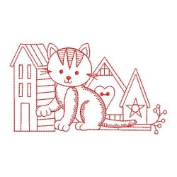 Redwork Country Cat(Lg) machine embroidery designs