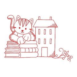Redwork Country Cat 07(Sm) machine embroidery designs