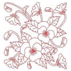 Redwork Heirloom Pansy 02(Md) machine embroidery designs