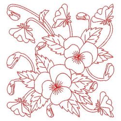 Redwork Heirloom Pansy 02(Lg) machine embroidery designs