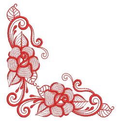 Redwork Rippled Roses 03(Lg) machine embroidery designs