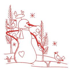 Redwork Country Snowman 06(Md) machine embroidery designs