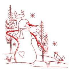 Redwork Country Snowman 06(Lg)