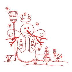 Redwork Country Snowman 08(Lg) machine embroidery designs