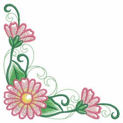 Month Flowers Corner 04(Lg) machine embroidery designs