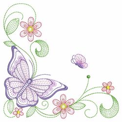 Rippled Butterfly Corner 01(Lg) machine embroidery designs