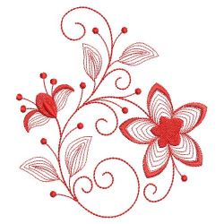 Redwork Rippled Flowers 04(Sm) machine embroidery designs