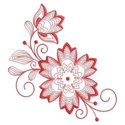 Redwork Rippled Flowers 08(Lg) machine embroidery designs