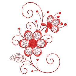 Redwork Rippled Flowers 10(Md) machine embroidery designs