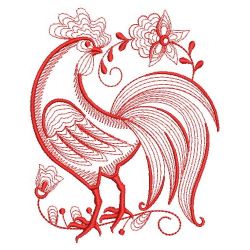 Redwork Rooster and Hen 02(Lg) machine embroidery designs